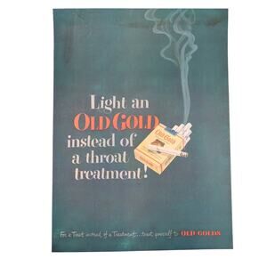 Old Gold Cigarette Magazine Advertisement 1940s Tobacciana Throat Treatment